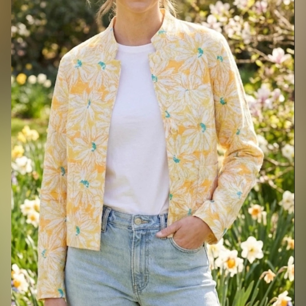 ✨ Floral Yellow & Orange Women’s Jacket | Bright & Bold Statement Layer ✨